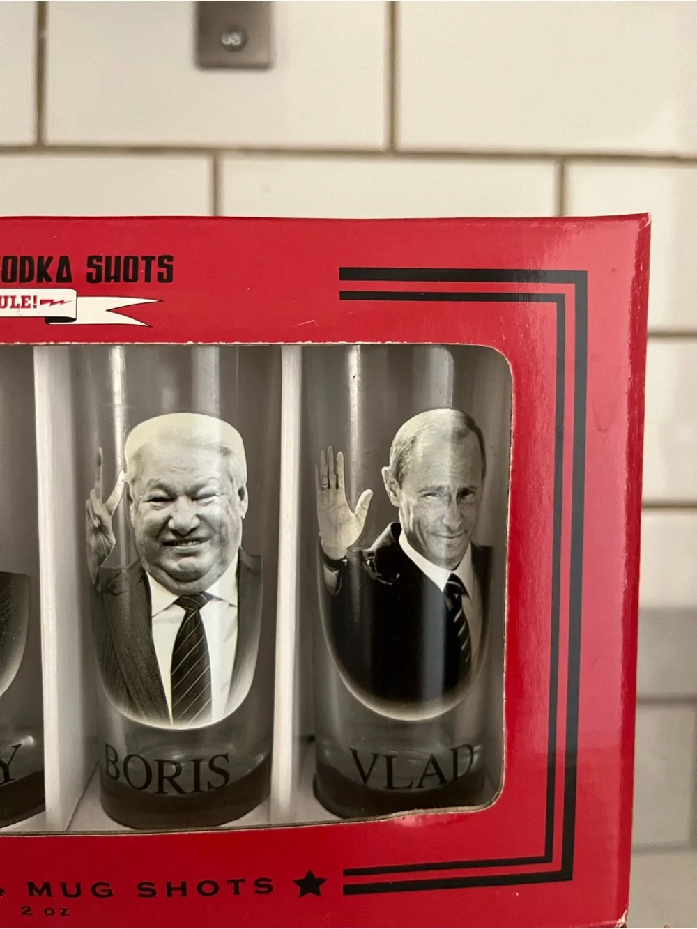 Vintage World Market Russian Leaders Vodka Shot Glass Set - 4 Mug Shots - NIB